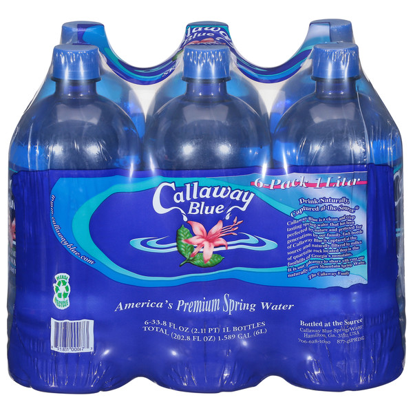 Callaway Blue Spring Water, Premium, 6 Pack