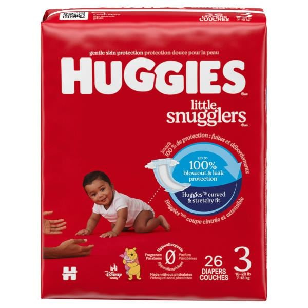Huggies Little Snugglers Baby Diapers, Size 3 (16-28 lbs)