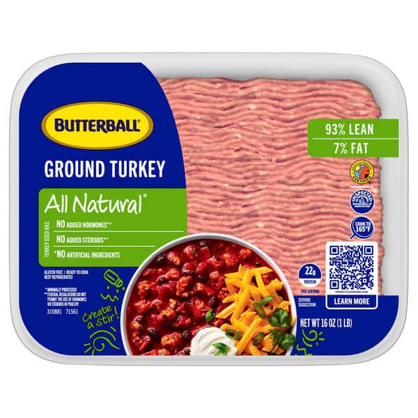 Butterball Fresh Ground Turkey 93%/7% Tray