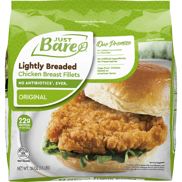 Just Bare Fully Cooked Lightly Breaded Chicken Breast Original Fillets