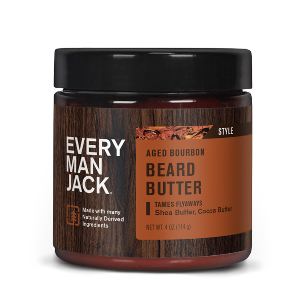 Every Man Jack Aged Bourbon Hydrating Beard Butter for Men, Naturally Derived, 4 oz