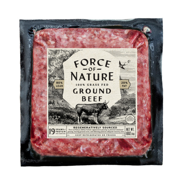 Force of Nature Grass Fed Ground Beef 80/20