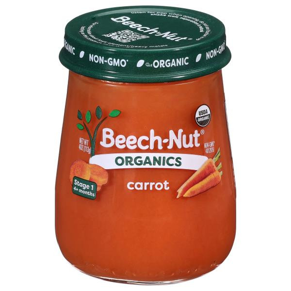 Beech-Nut Organics Stage 1 Organic Baby Food, Carrots, 4 oz Jar