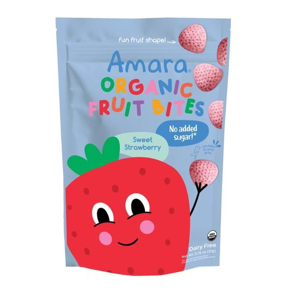 Amara No Added Sugar Dairy Free Organic Sweet Strawberry Fruit Bites