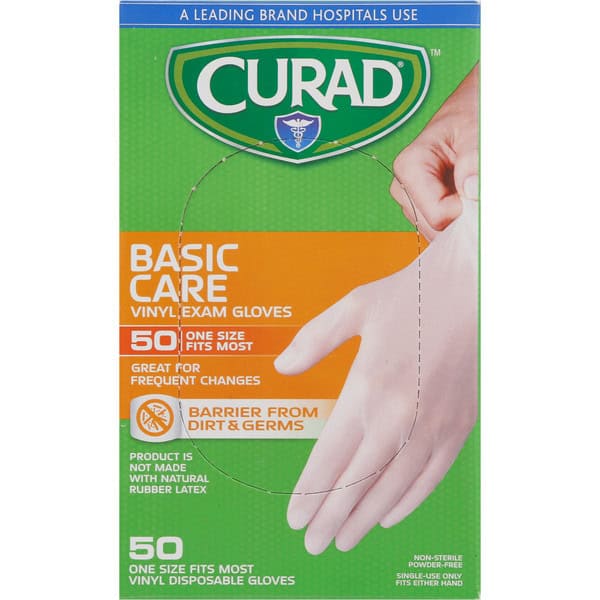 CURAD Vinyl Exam Gloves, Basic Care