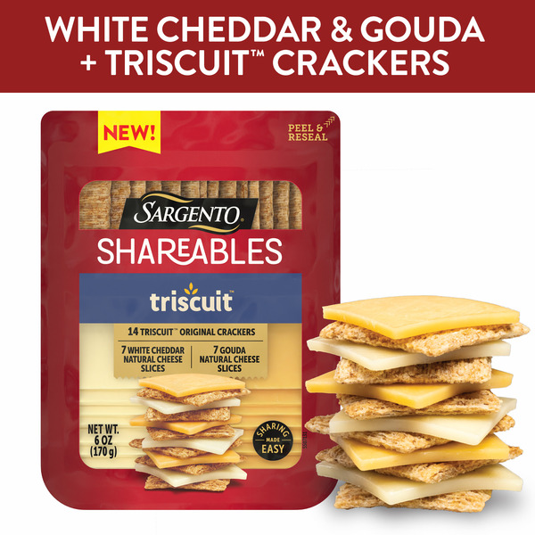 Sargento Shareables Natural White Cheddar & Gouda Sliced Cheese with Triscuit® Original Crackers Cheese Tray, 6 oz