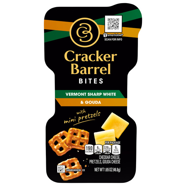 Cracker Barrel Bites Vermont Sharp White Cheddar, Gouda, and Mini Pretzels oz. Tray