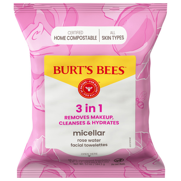 Burt's Bees Micellar Facial Towelettes 3 in 1 with Rose Water