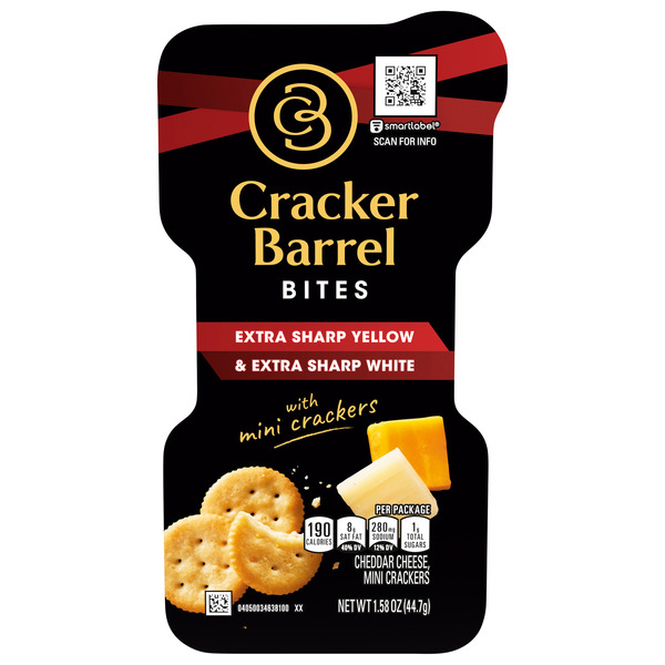 Cracker Barrel Bites with Extra Sharp Yellow & Extra Sharp White Cheddar Cheese with Butter Cra