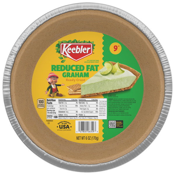 Keebler Ready Crust 9-Inch Reduced Fat Graham Cracker Pie Crust, Premade Crust For Baking And No-Bake, 6 oz