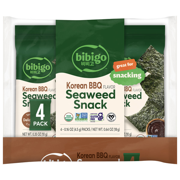 Bibigo Seaweed Snack, Korean BBQ Flavor, 4 Pack