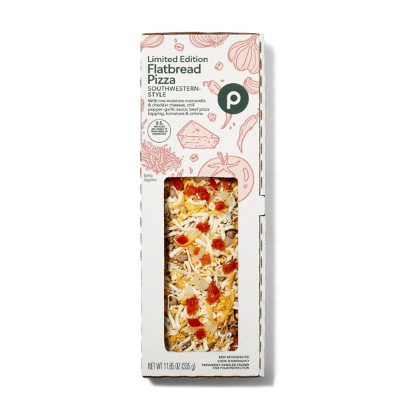 Publix Southwestern-style With Low-moisture Mozzarella & Cheddar Cheeses Chili Pepper-garlic Sauce Beef Pizza Topping Tomatoes & Onions Flatbread Pizza