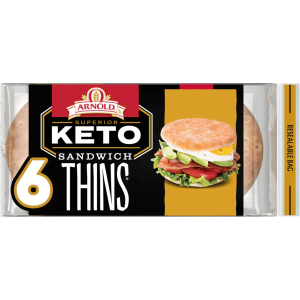 Arnold Keto, 6 count, White Pre-sliced Sandwich Thins