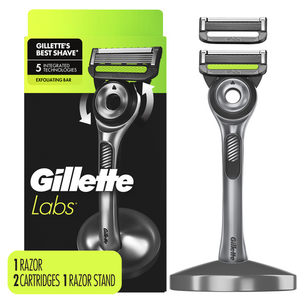Gillette Exfoliating Bar Razor Handle, 2 Refills, 1 Stand