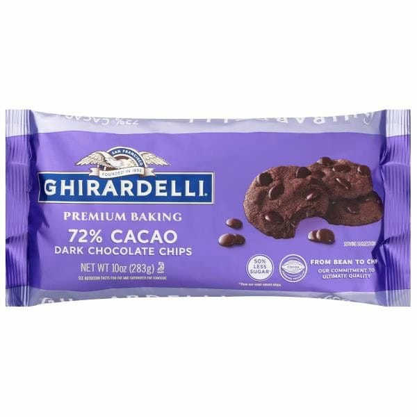 Ghirardelli 72% Cacao Dark Chocolate Premium Baking Chips, Chocolate Chips for Baking, 10 oz Bag