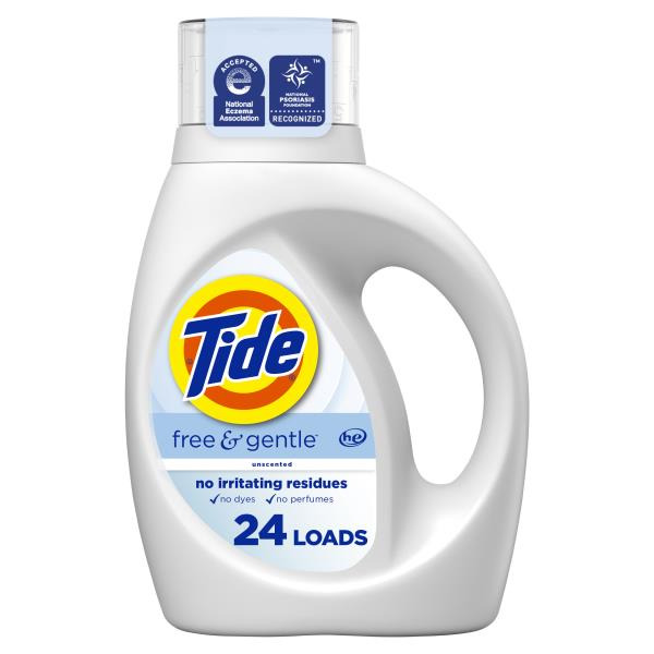 Tide Free & Gentle Liquid Laundry Detergent, 24 Loads