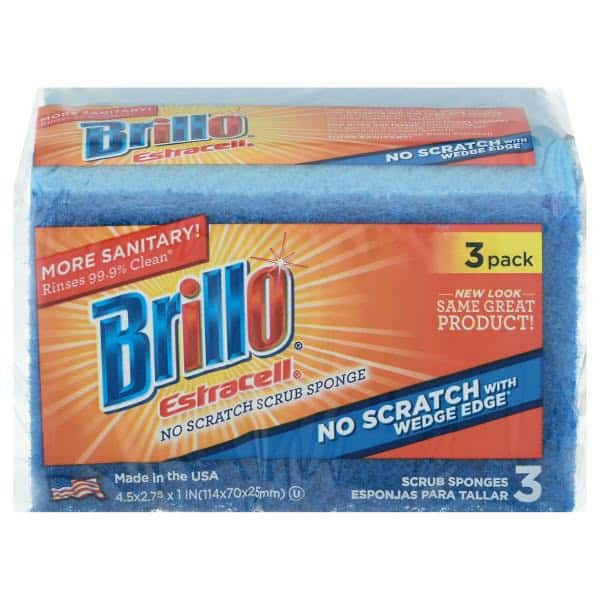 Brillo Scrub Sponge, No Scratch, 3 Pack