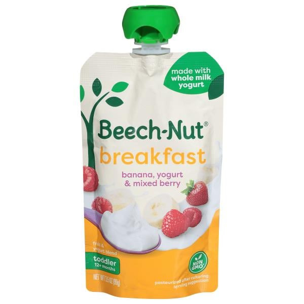Beech-Nut Breakfast Stage 4 Toddler Food, Yogurt Banana & Berry, 3.5 oz Pouch