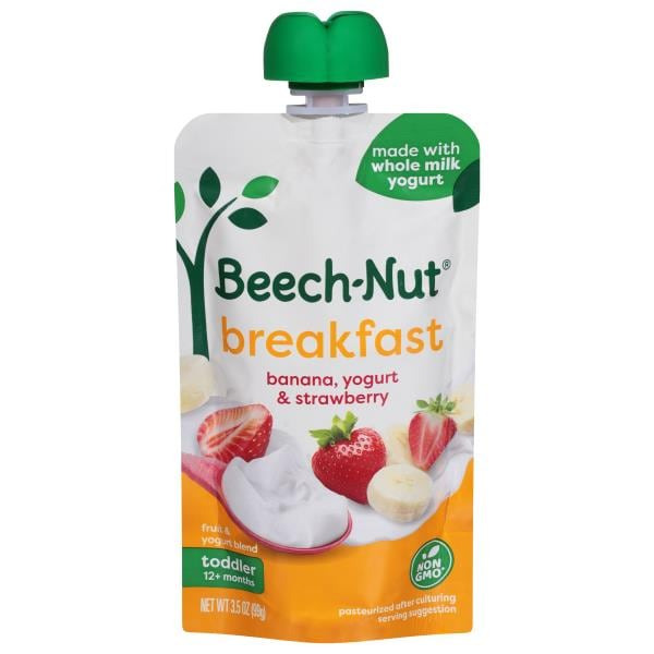 Beech-Nut Breakfast Stage 4 Toddler Food, Yogurt Banana & Strawberry, 3.5 oz Pouch