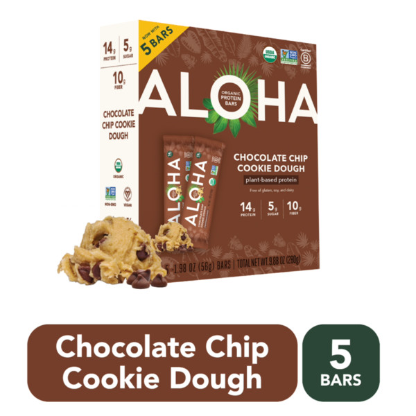 Aloha Protein Bars, Organic, Chocolate Chip Cookie Dough