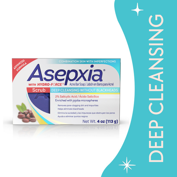 Asepxia Scrub Acne Bar Soap, 2% Salicylic Acid for Oily Skin