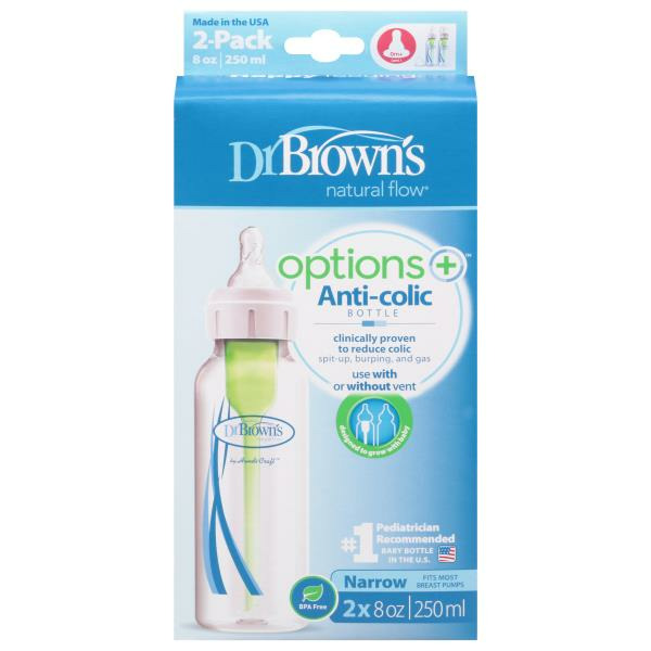 Dr. Brown’s Natural Flow Bottle, Anti-Colic, 8 Ounce, 2-Pack