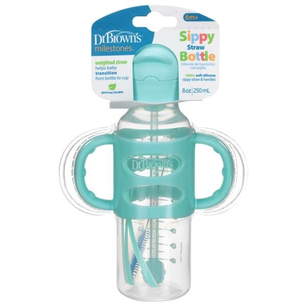 Dr. Brown’s Natural Flow Bottle, Sippy Straw, 8 Ounce, 6m+