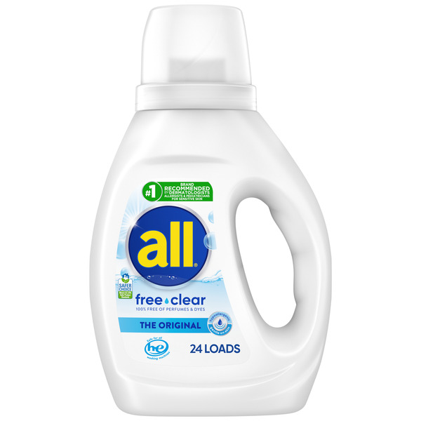 All Liquid Laundry Detergent, Free Clear, 30 Fluid Ounces, 24 Loads