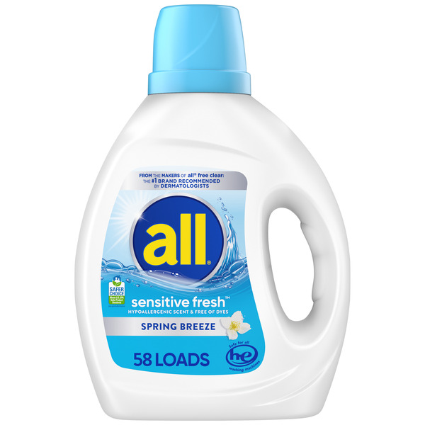 All Liquid Laundry Detergent, Sensitive Fresh, 73 fl oz, 58 Loads