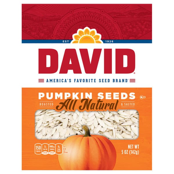 DAVID Pumpkin Seeds, Roasted & Salted, All Natural