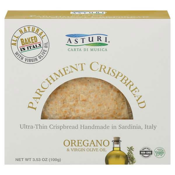Asturi Crispbread, Parchment, Oregano & Virgin Olive Oil
