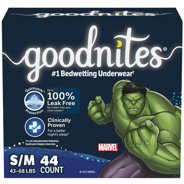 Goodnites Boys' Nighttime Bedwetting Underwear, Size S/M (43-68 lbs)