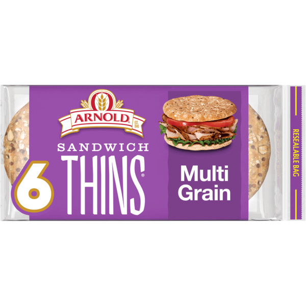 Arnold Sandwich Thins, 6 count, Multigrain Rolls