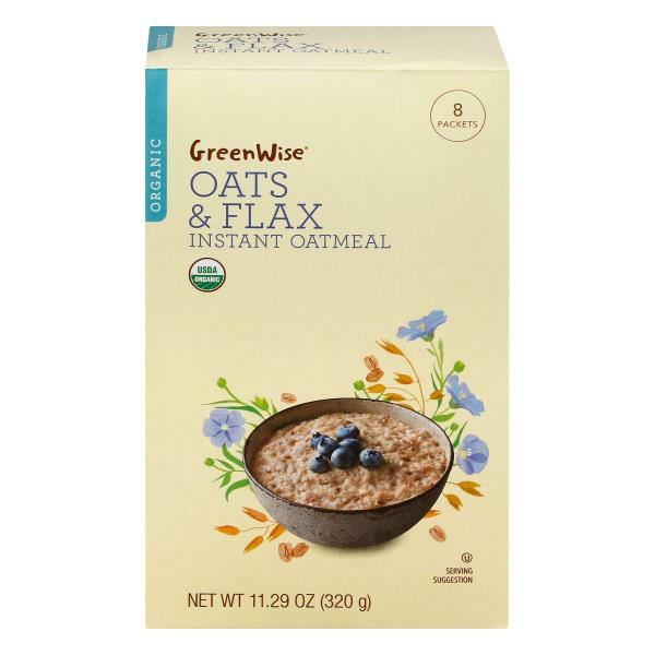 GreenWise Oatmeal, Instant, Organic, Oats & Flax