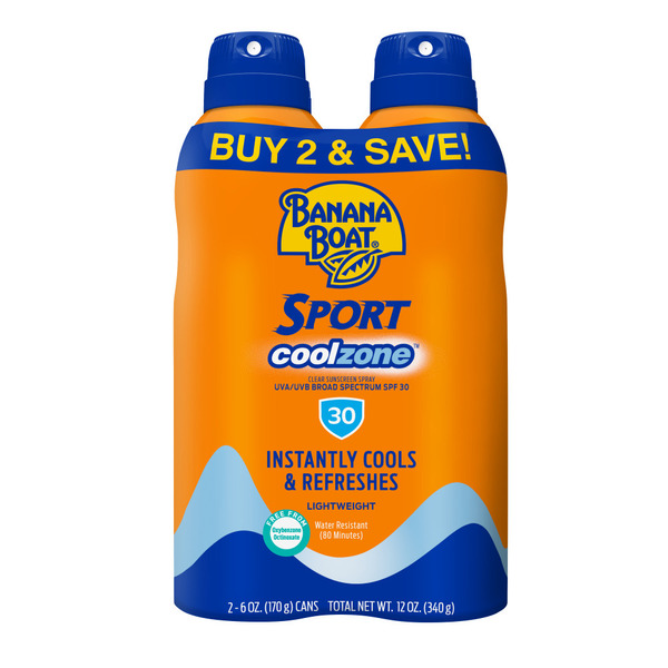 Banana Boat CoolZone Spray, SPF 30, 6 oz, Twin Pack