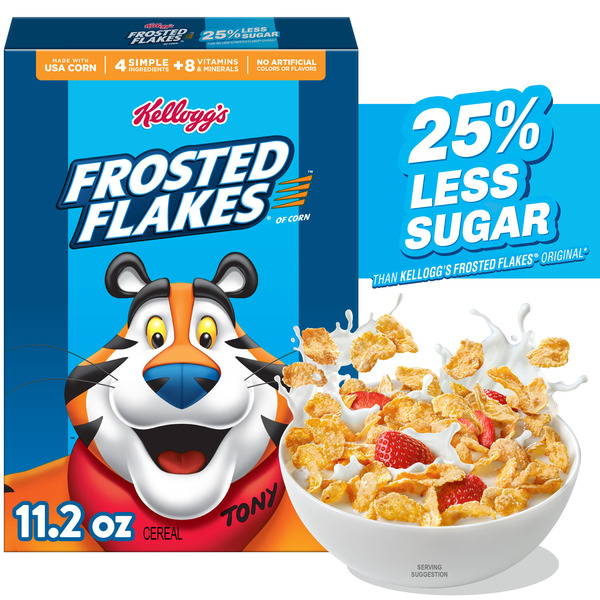 Frosted Flakes 25% Less Sugar Breakfast Cereal, Box (1 Box)