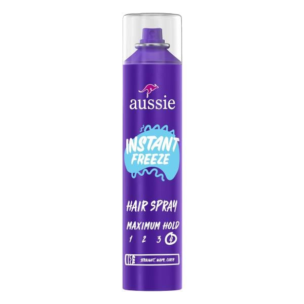 Aussie Instant Freeze Hair Spray for Curly Hair, Straight Hair, and Wavy Hair