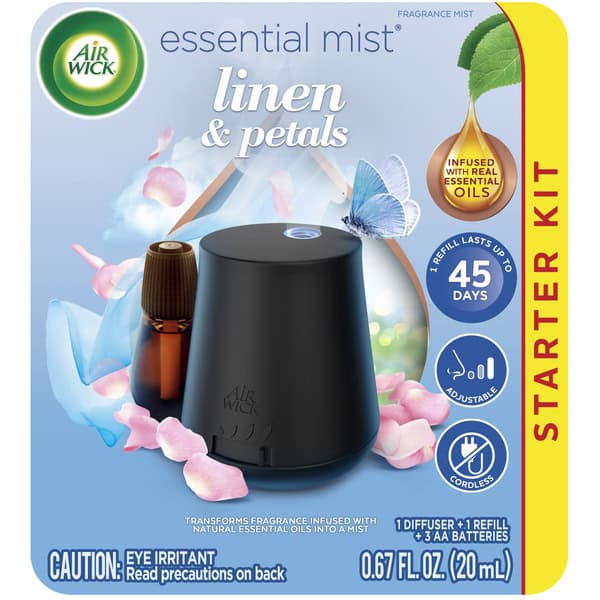 Air Wick® Essential Mist Starter Kit (Gadget + 1 Refill), Linen & Petals, Air Freshener