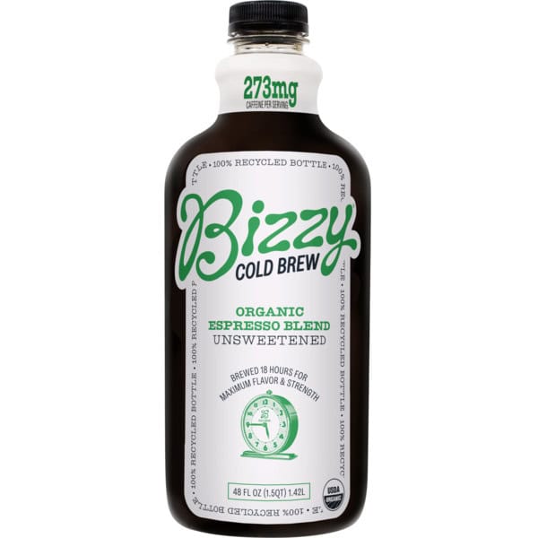 Bizzy Cold Brew Organic Cold Brew Coffee, Espresso Blend, Unsweetened