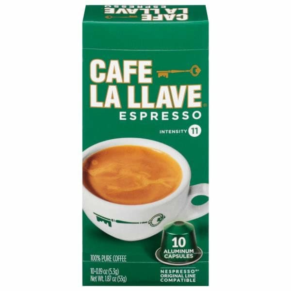 Café La Llave Coffee, 100% Pure, Intensity 11, Espresso, Aluminum Capsules