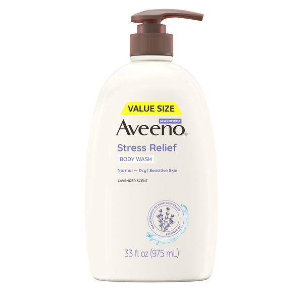 Aveeno Stress Relief Body Wash with Oat, Calming Lavender Scent, 33 fl oz