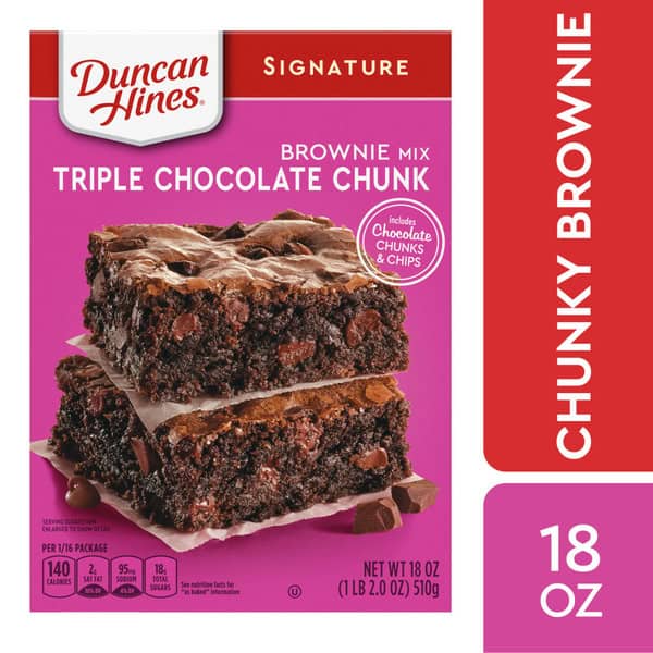 Duncan Hines Triple Chocolate Chunk Brownie Mix, Baking Mix