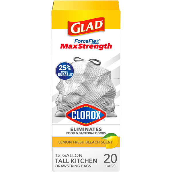 Glad ForceFlex MaxStrength With Clorox Kitchen Trash Bags