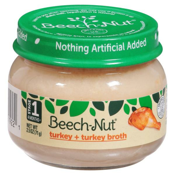Beech-Nut Stage 1 Baby Food, Turkey & Turkey Broth, 2.5 oz Jar