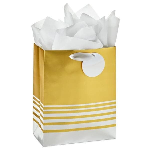 Hallmark Medium Gift Bag with Tissue Paper, Silver and Gold Foil (#63) (Birthdays, Bridal Showers, Weddings, All Occasion)