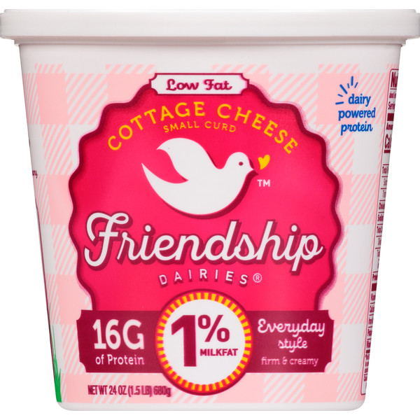 Friendship Dairies Cottage Cheese, Small Curd, 1% Milkfat, Low Fat, Everyday Style