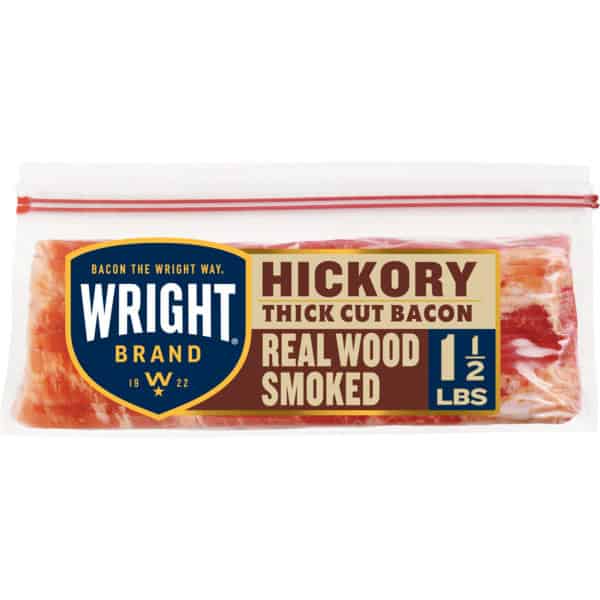 Wright Brand Hickory Real Wood Smoked Thick Cut Bacon, 24 oz Stack Pack