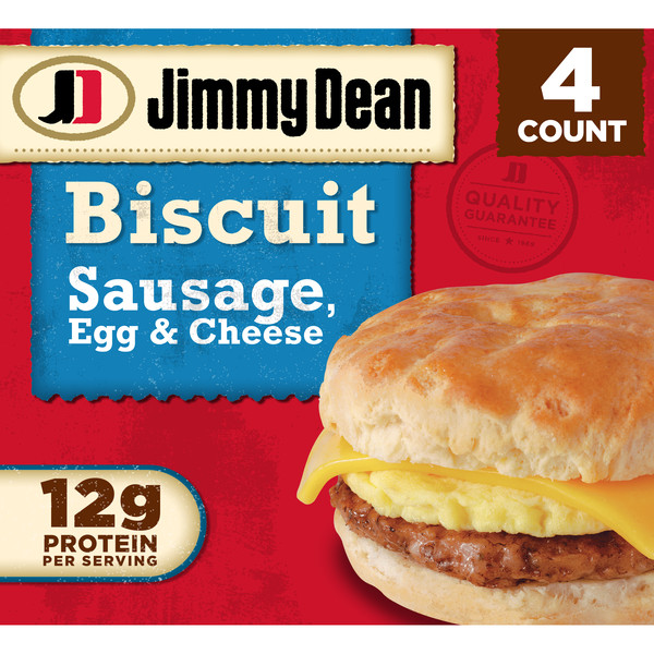 Jimmy Dean Biscuit Breakfast Sandwiches with Sausage, Egg, and Cheese, Frozen, 4 Count