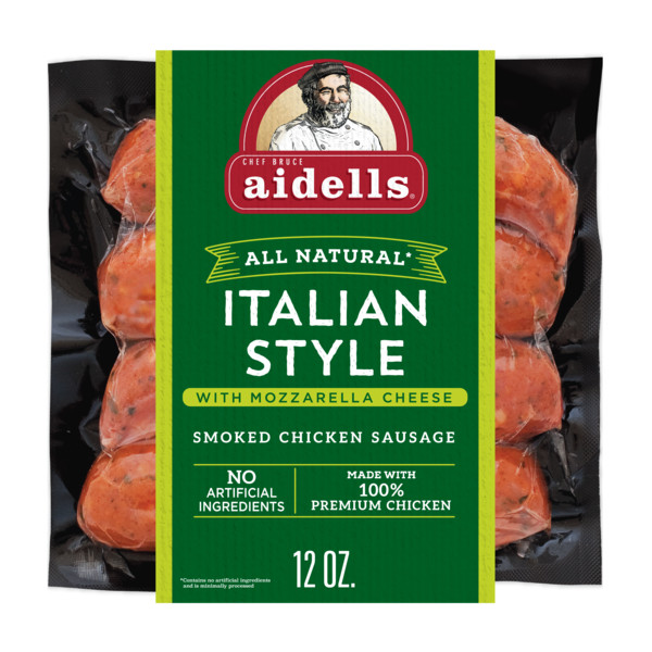 Aidells Smoked Chicken Sausage, Italian Style with Mozzarella Cheese, 12 oz. (4 Fully Cooked Links)