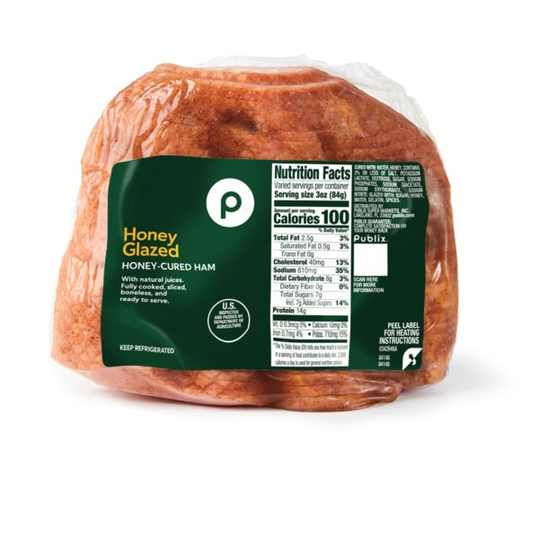 Publix Boneless Honey Cured Honey Glazed Sliced Ham 1/2